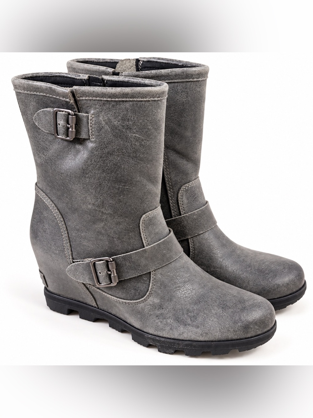Sorel Joan of Arctic Wedge II Moto Waterproof Boots Quarry 10.5